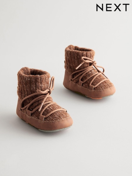 Brown Knitted Baby Snow Boots (0-24mths) (B17029) | AED39