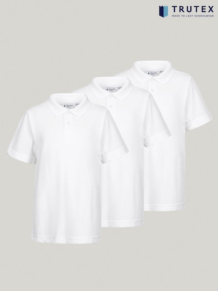 Trutex Unisex White 3 Pack Short Sleeve School Polo Shirts (B17084) | 28 € - 40 €