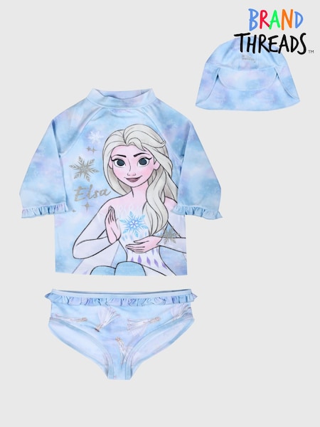 Brand Threads Blue Disney Frozen Girls Swim Set (B17103) | €29