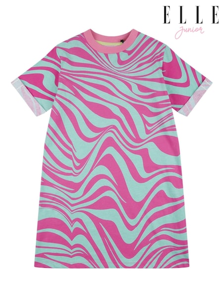 ELLE Junior Girls Pink Wave T-Shirt Dress (B17129) | AED146 - AED175