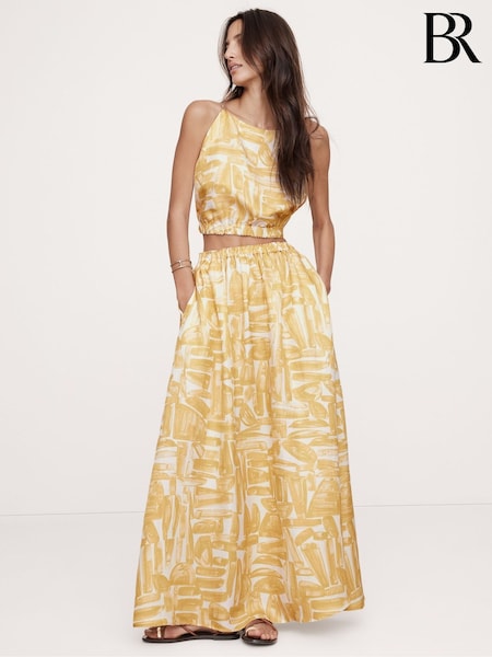 Banana Republic Yellow Linen-Blend Maxi Skirt (B17179) | €83