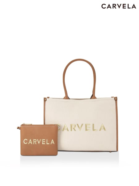 Cream - Carvela Cream Sorrento Chuck In 100% Bumbac Sacoșă Bag (B17235) | 961 LEI