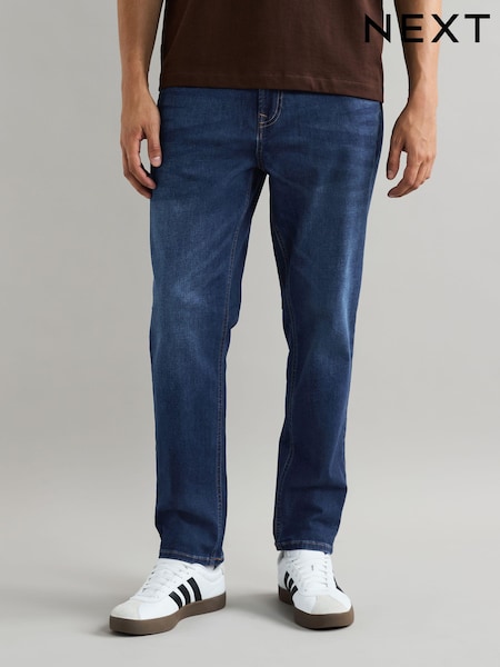 أزرق متوسط - Regular Tapered Fit Classic Stretch Jeans (B17252) | ‏139 ر.ق.