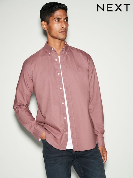 Purple Regular Fit Long Sleeve Oxford 100% Cotton Shirt (B17277) | €12