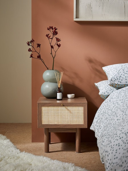 MADE.COM Dark Oak Effect Pavia Rattan Bedside Table (B17448) | €251