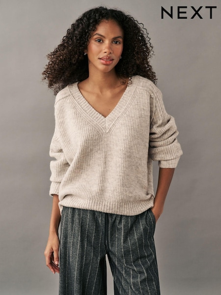 رمادي - Soft Touch V-Neck Knitted Jumper (B17528) | ‏100 د.إ.‏