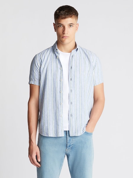 Remus Uomo Blue Slim Fit Striped Cotton Linen Shirt (B17548) | €43