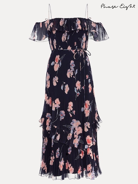 Phase Eight Black Printed Bridie Midi Dress (B17558) | €89