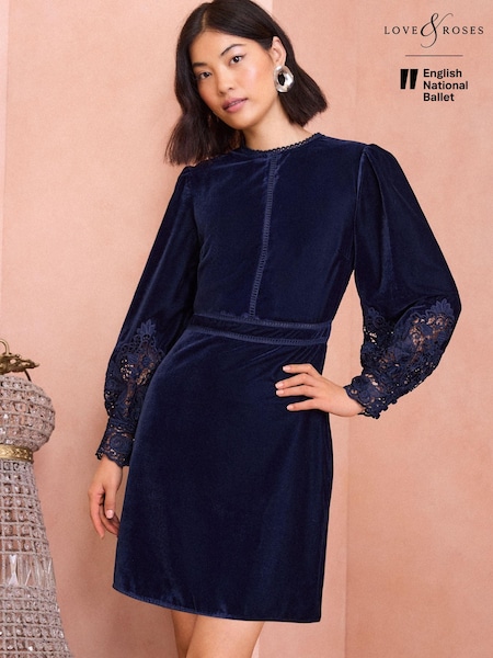 Love & Roses Velvet Lace Mini Dress (B17575) | 214 LEI