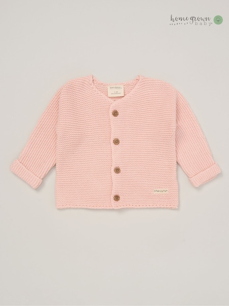 Vaaleanpunainen - Homegrown 100% Organic Cotton Knitted Cardigan (B17576) | €19
