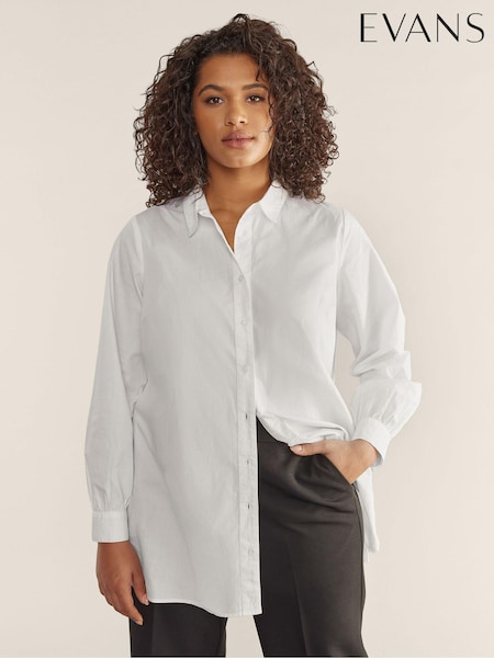 Evans 100% Cotton Poplin Chalk White Demin Shirt (B17610) | ₪166