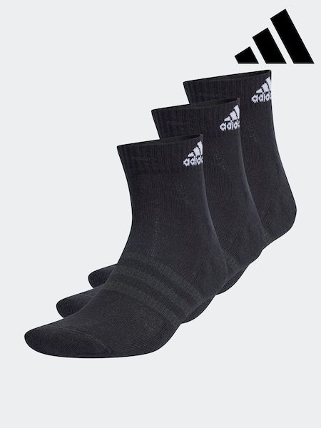 adidas Black/White Cushioned Sportswear Ankle Socks 3 Pack (B17636) | €13