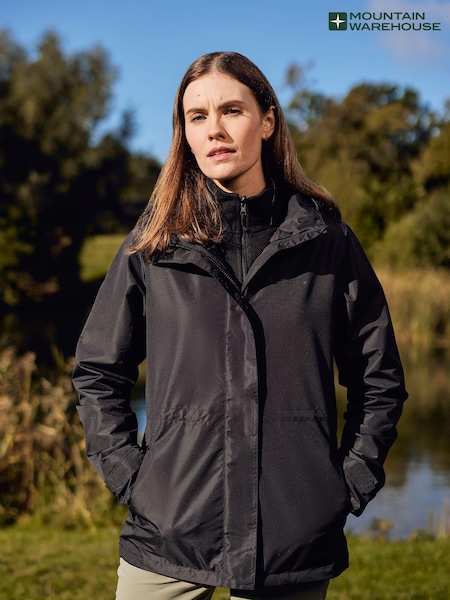 Negro - Mountain Warehouse Womens Fell 3-in-1 Water-Resistant Jacket (B17643) | 91 €