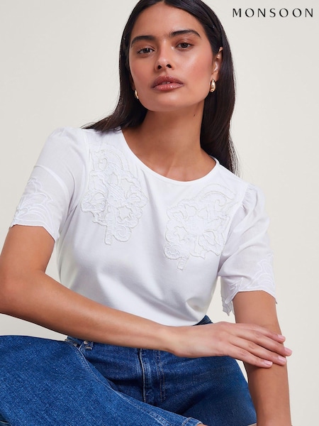 Monsoon White Tatianna Embellished T-Shirt (B17668) | 35 €