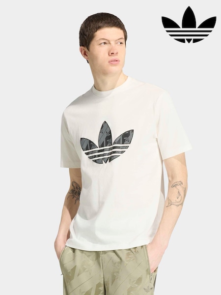 Ağ - Regular Adidas Originals Monogram T-shirt