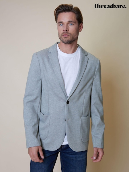 Gri - Blazer la un rând de nasturi Threadbare Luxe Jerseu (B17839) | 271 LEI