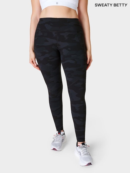 Sweaty Betty Ultra Black Camo Print Full Length Power 7/8 Workout Leggings (B17922) | $154