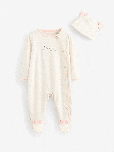 Baker by Ted Baker 2 Piece 100% Cotton Printed Sleepsuit & Hat Set (B20026) | AED100 - AED109