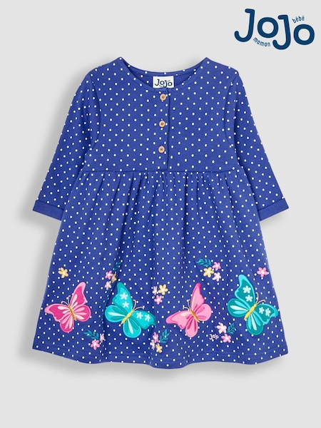 Sininen perhonen - Jojo Maman Bébé Appliqué Button Front Mekko (B20040) | €37