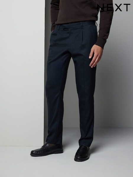 Navy Blue Textured Smart Trousers (B20108) | €40