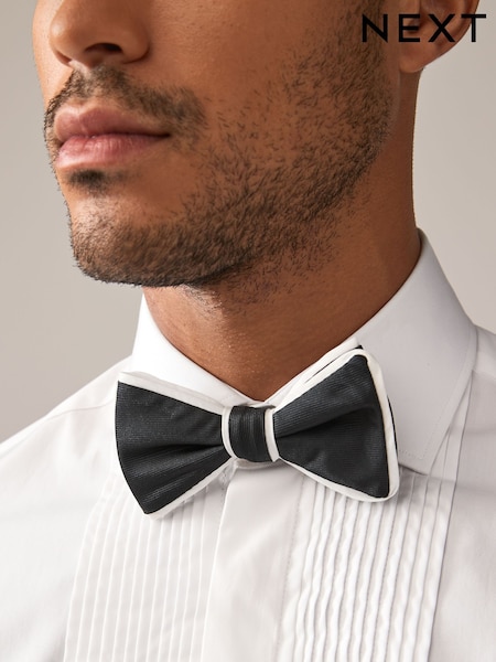 Black/White Piped Bow Tie (B20171) | AZN 31