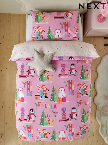 Bright Santa Fa La La Christmas Duvet Cover and Pillowcase Set (B20199) | €14 - €22