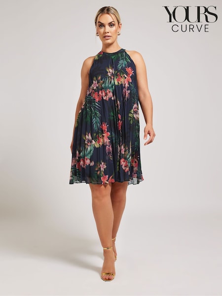 Yours Curve Tropical Print Halter Neck Dress (B20206) | €43