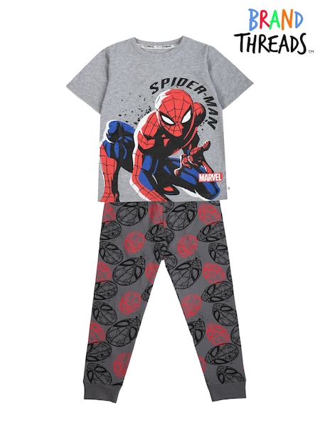 Brand Threads Grey Boys 100% Cotton Spiderman Pyjama Set (B20211) | €27