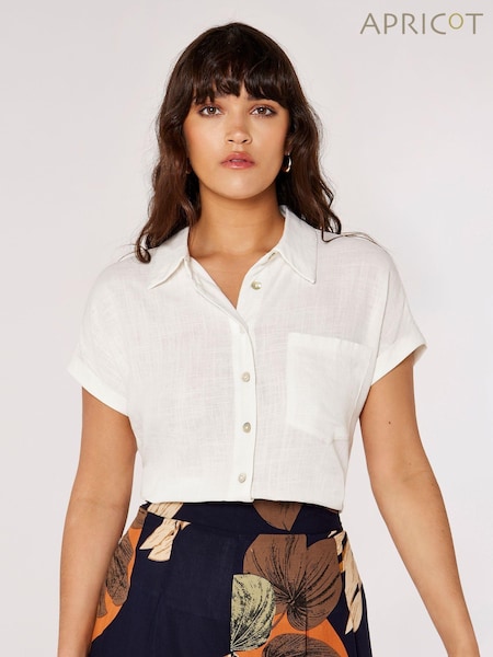 Apricot Cream Ladder Trim Linen Top (B20220) | €37