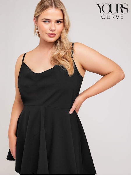 Yours Curve Cowl Lace Insert Peplum Top (B20282) | €34