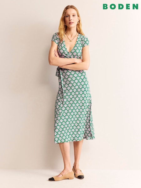 Boden Green Joanna Cap Sleeve Wrap Dress (B20292) | €69