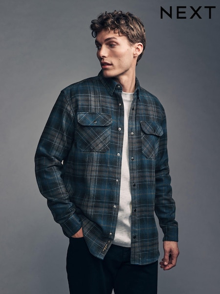 Navy Blue Long Sleeve Check Shirt (B20362) | €40