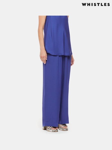 Whistles Blue Petite Clara Wide Leg Trousers (B20485) | €152