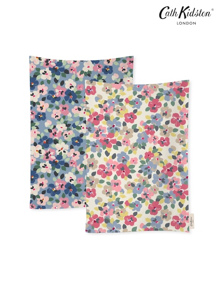 Cath Kidston Painted Pansies Tea 100% Cotton Towels Set Of 4 (B20565) | €49