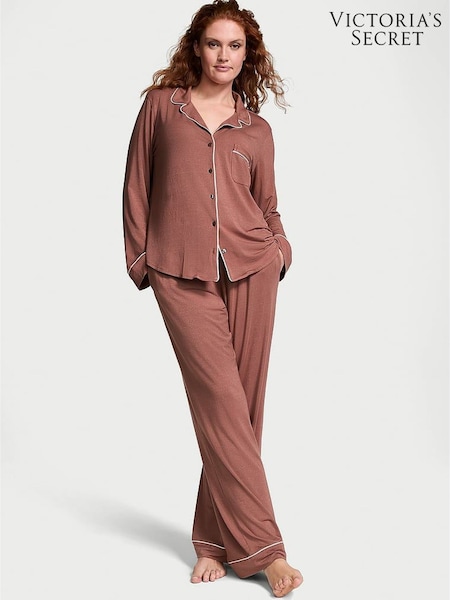 Victoria's Secret Vintage Rose Pink Lurex Stripe Modal Long Pyjama Set (B20575) | €68