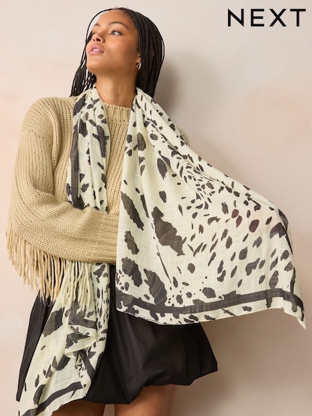 Yellow Dalmation Print Lightweight Scarf (B20578) | €19