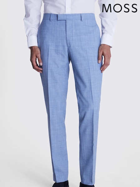 MOSS Sky Blue Slim Fit Marl Trousers (B20601) | €143