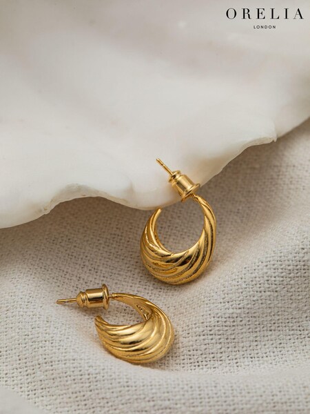 Orelia London 18k Gold Plating Tapered Dome Twist Hoops (B20641) | kr318