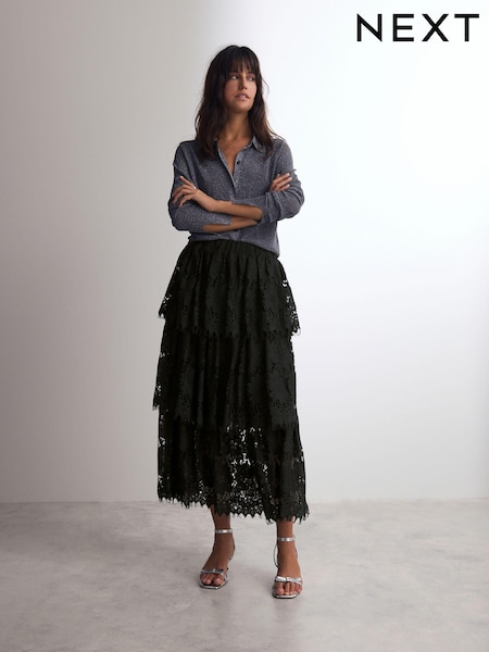 Lace Tiered Maxi Skirt (B20658) | ‏13 د.ك.‏