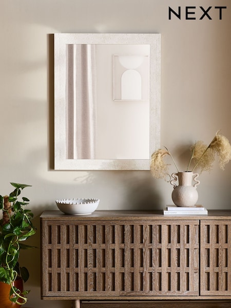 White Stone Effect Over Mantel Wall Mirror (B20690) | 343 QAR