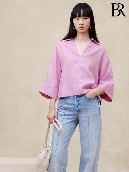 Banana Republic Purple European Linen Shirt (B20758) | €48