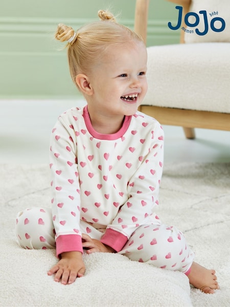 JoJo Maman Bébé Cream Heart Jersey Pyjamas (B20791) | €30