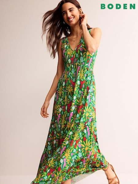 Boden Green Sylvia Jersey Maxi Tier Dress (B20811) | €75