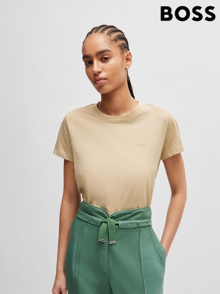 BOSS Beige Slim Fit Cotton Jersey T-Shirt (B21098) | €24