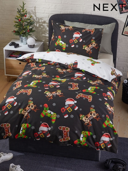 Santa & Rudolph Gamer Christmas Duvet Cover and Pillowcase Set (B21196) | AED51 - AED77