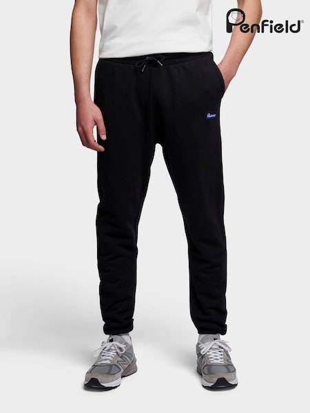 Penfield Black Mens Relaxed Fit 100% Cotton Original Logo Joggers (B21305) | €99