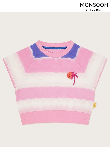 Monsoon 100% Cotton Sadie Tie Dye Short Sleeve Sweater (B21355) | 71 LEI - 85 LEI