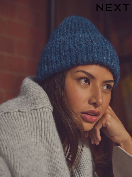 Navy Blue Knitted Beanie Hat (B21374) | €16