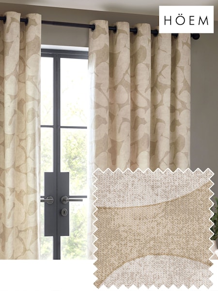 HÖEM Natural Brinn Abstract Geometric Eyelet 100% Cotton Curtains (B21383) | €40 - €100