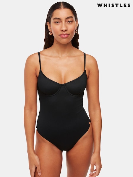Whistles Black Ribbed Underwire Swimsuit (B21459) | €113